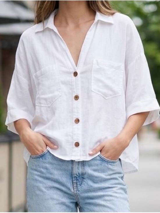 Zara Tops - Zara Linen-Blend Boxy Top
